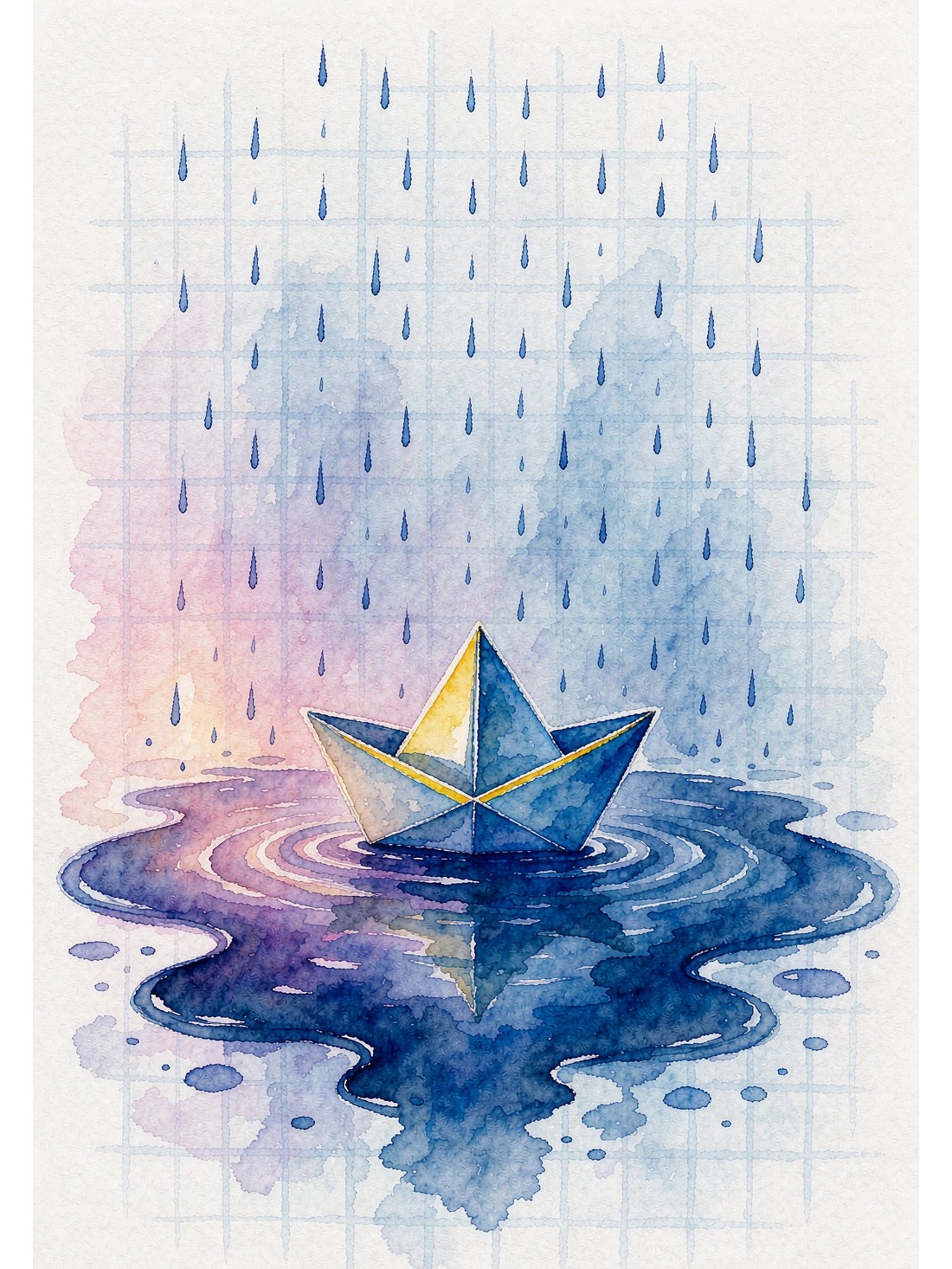 雨中的紙船